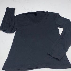 Piazza Italia black long sleeve T-shirt Top V-neck size XL 12/14 girls